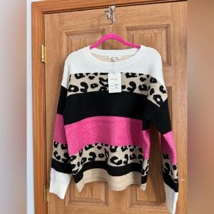 NWT Miracle Pink and Black Leopard Print Sweater